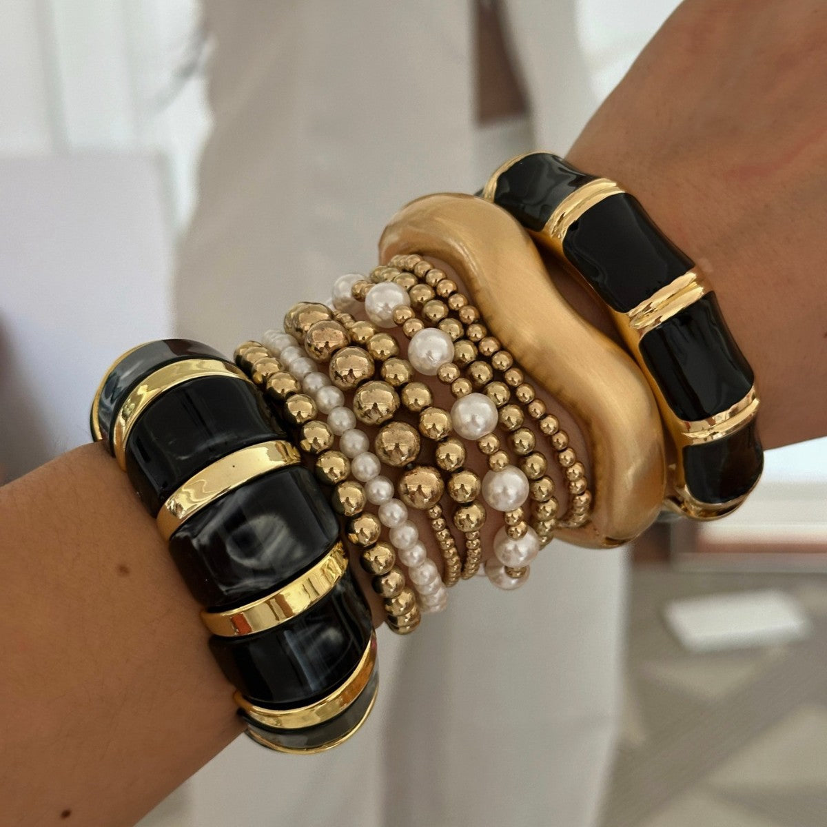Bracciale Vintage Lusso Goccia Olio Lega Geometrica Onda Irregolare Aperto