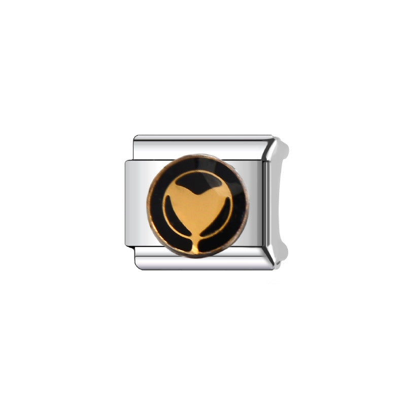 Sweet Punk Square Plated Stainless Steel DIY Charm Bar Bracelet Unisex Cartoon Heart Letter Accessories