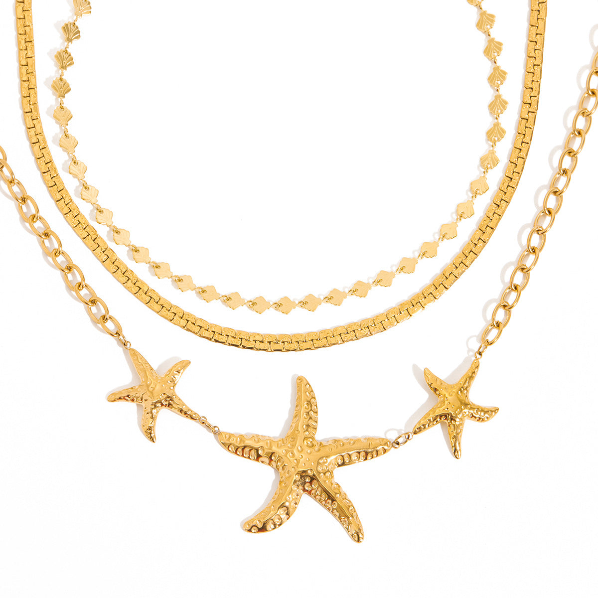 Elegante Collana con Ciondolo a Stella Marina in Acciaio Inox con Finitura Placcata da Donna Forma Geometrica Stile Minimalista Catena Clavicola