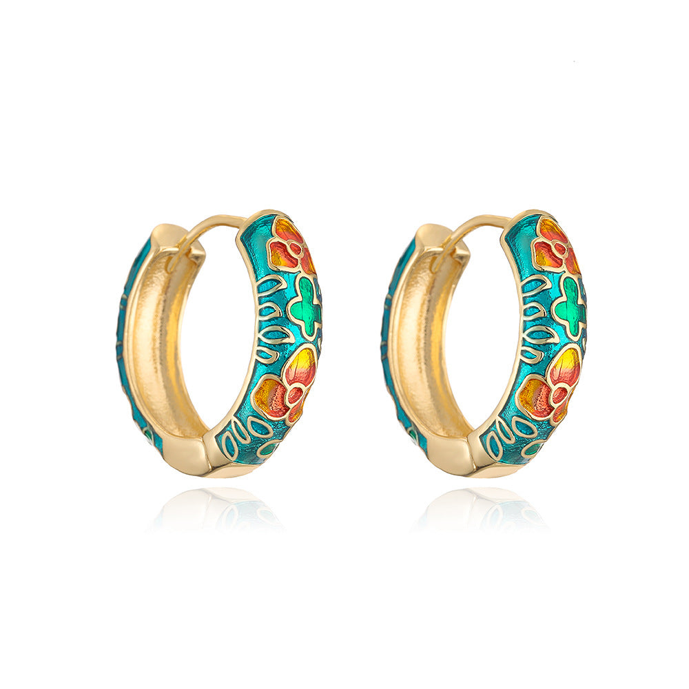 Minimalist Geometric Irregular Earrings for Women with Copper Base and 18K Gold Plating and Enamel Finish