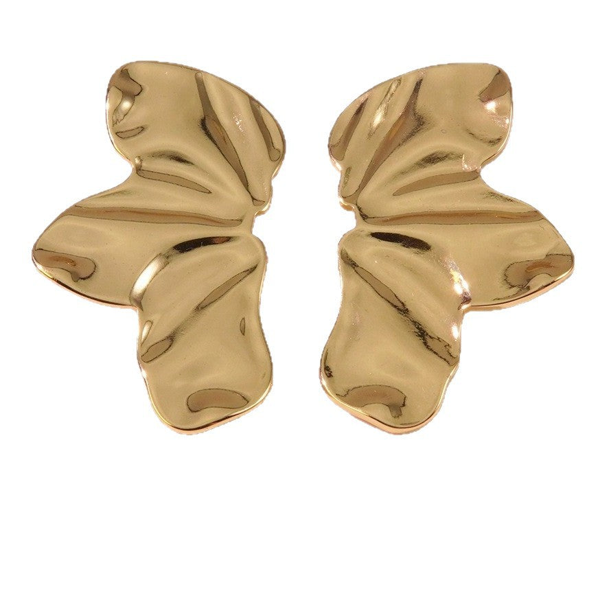 Vintage Stainless Steel Floral Stamping Stud Earrings