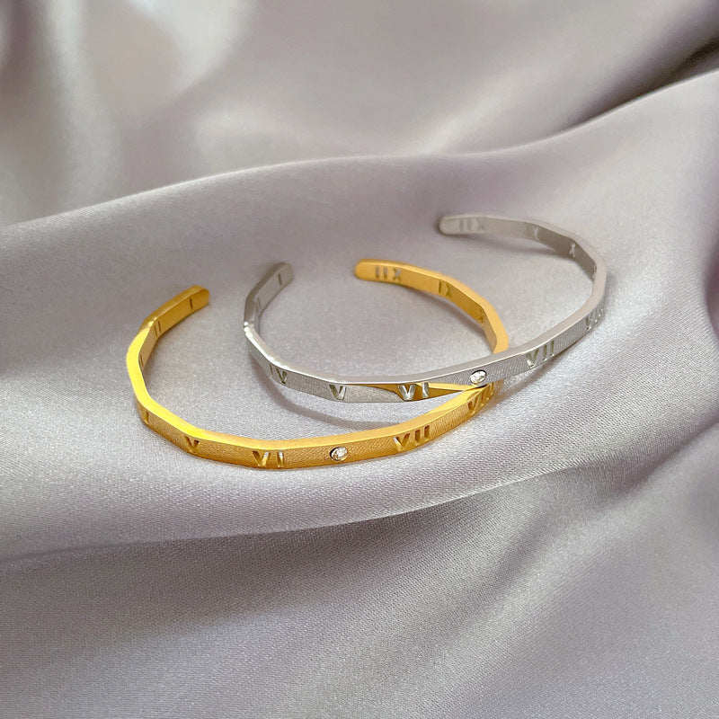 Minimalist Titanium Steel Bracelet with Retro Vintage Design for Women Stainless Steel Fashion Jewelry