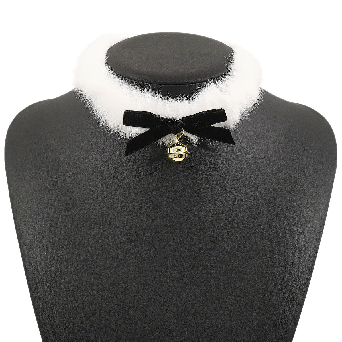 Gargantilla Ins Style de terciopelo con lazo y cascabel para mujer, con tejido de peluche y base de hierro