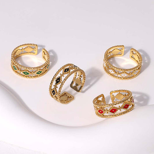 Anillo ajustable de acero inoxidable con diseño de ojo para mujer con acabado galvanizado