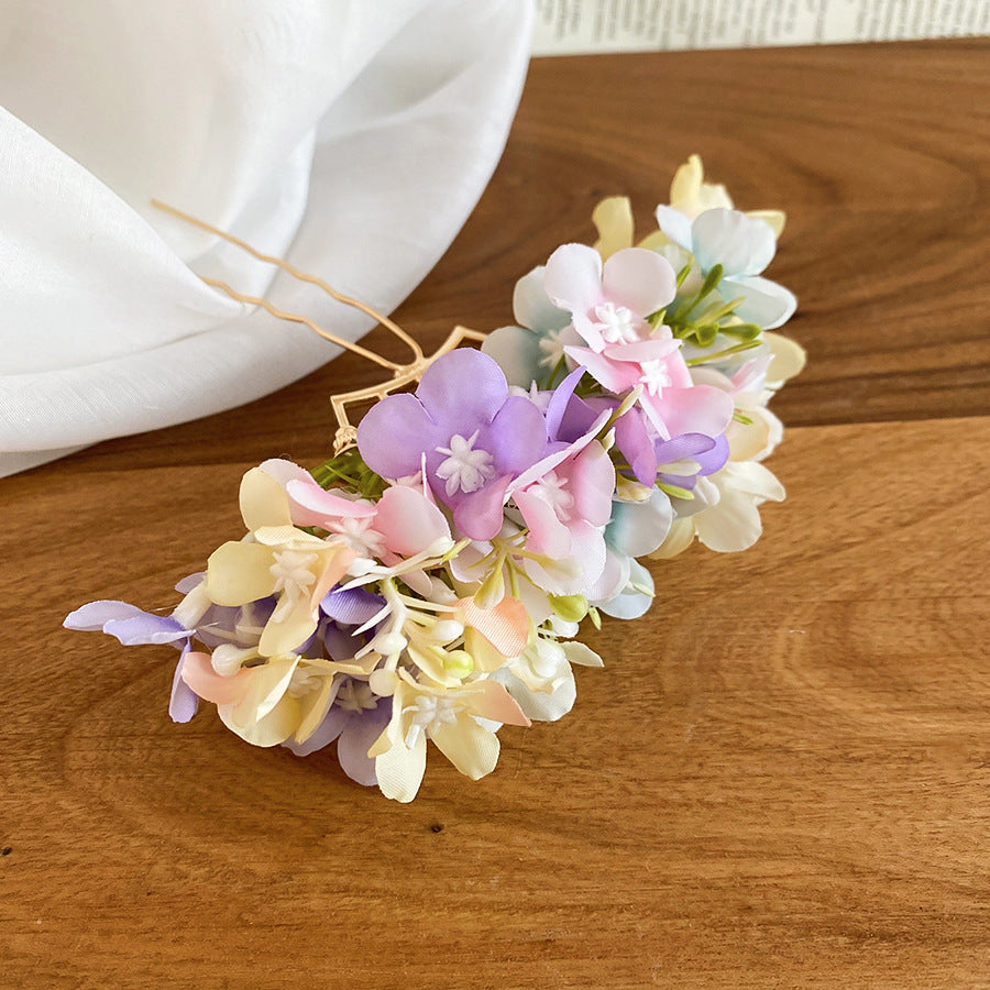 Elegante Fermaglio per Capelli Floreale in Tessuto con Dettagli Lavorati a Mano per Donna Stile Minimalista Moderno
