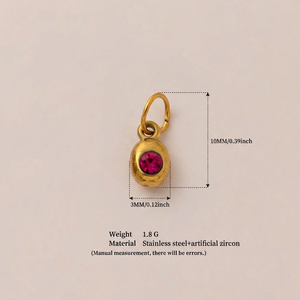 Vintage Geometric Stainless Steel 18K Gold Plated PVD DIY Charm Bar Necklace with 12 Birthstones