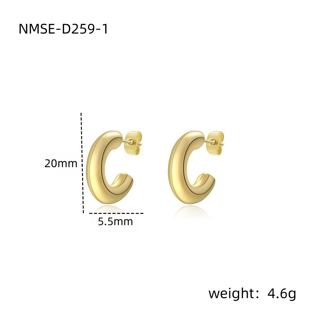 Pendientes Minimalistas de Acero Inoxidable Geométricos con Baño de Oro de 18K al Vacío para Mujer