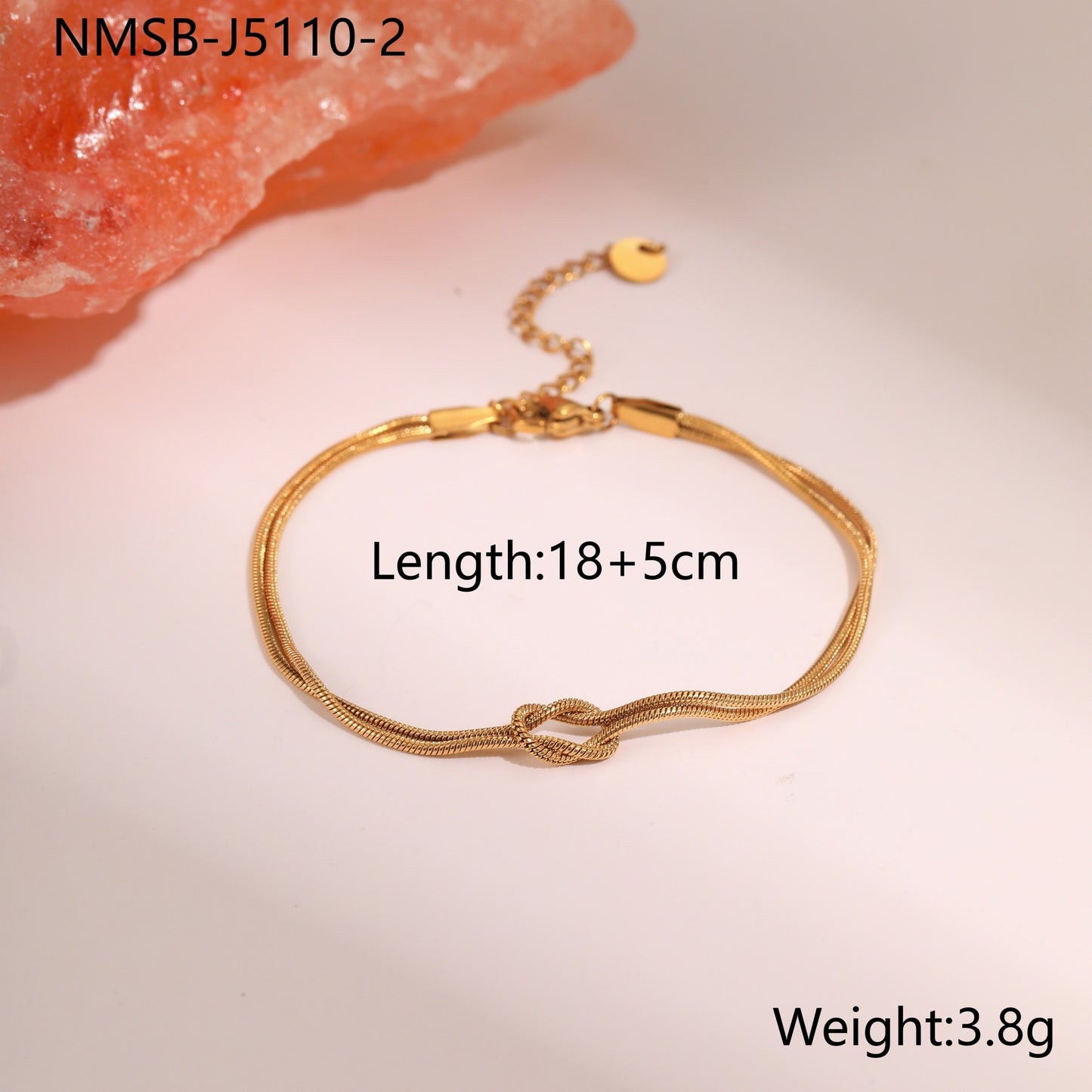 Fashionable Geometric Stainless Steel Plated Necklace with Knot Detail and Double-Layer Clavicle Design for Women