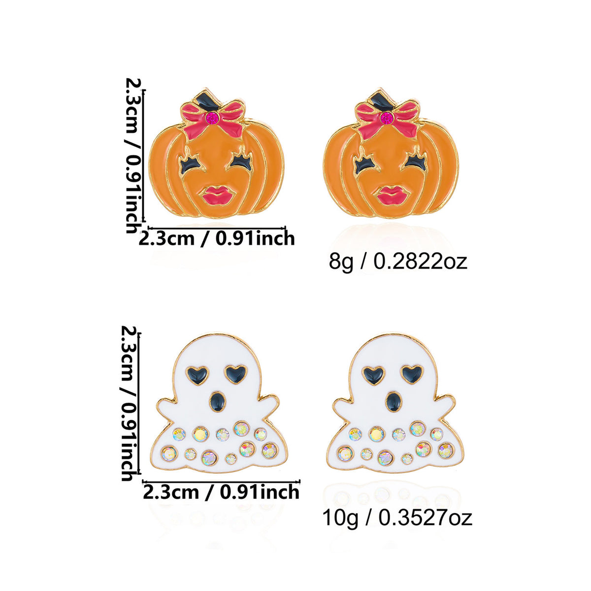 Halloween Punk Geometric Alloy Plated Earrings Set with Pumpkin and Black Cat Designs for Women