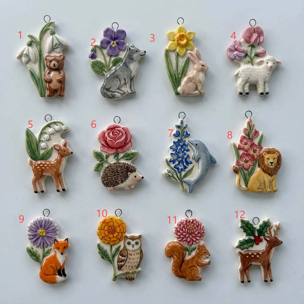 Vintage Floral Animal Stainless Steel PVD Gold Plated Pendant Charm Bar for Women