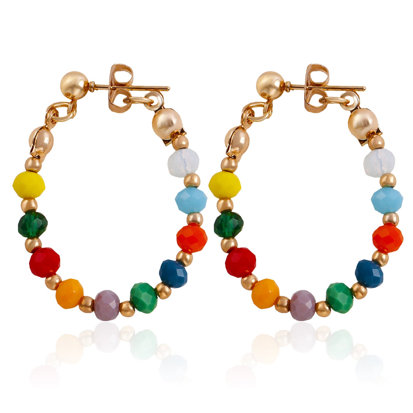 Bohemian Style Geometric Shaped Rhinestone Earrings for Women with Plated Finish and Moon Motif