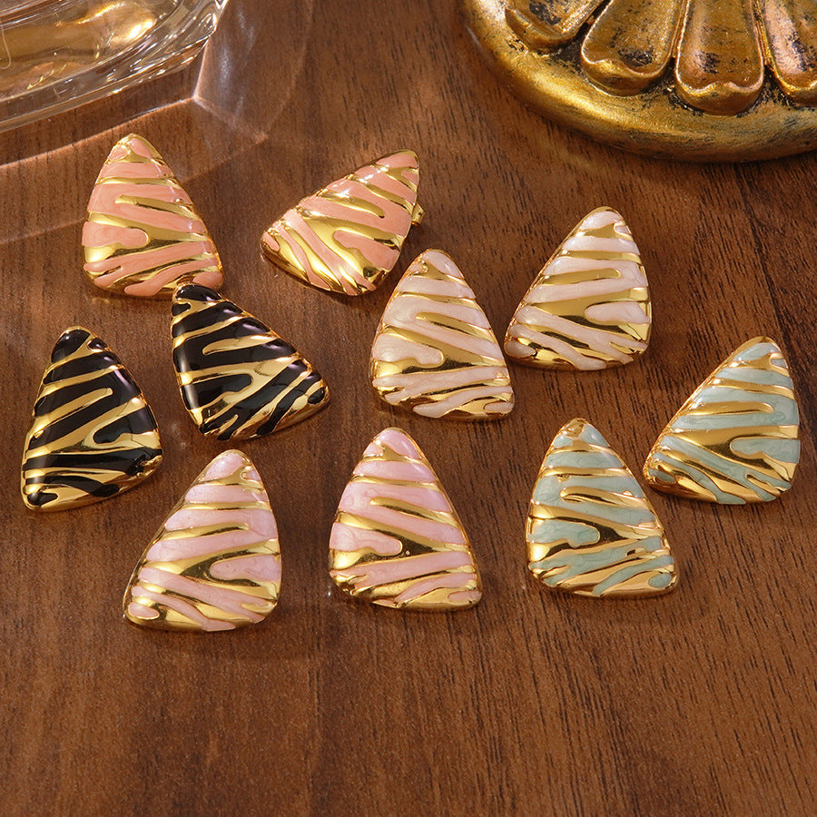 Elegant Drip Oil Triangle Geometric Stainless Steel Stud Earrings