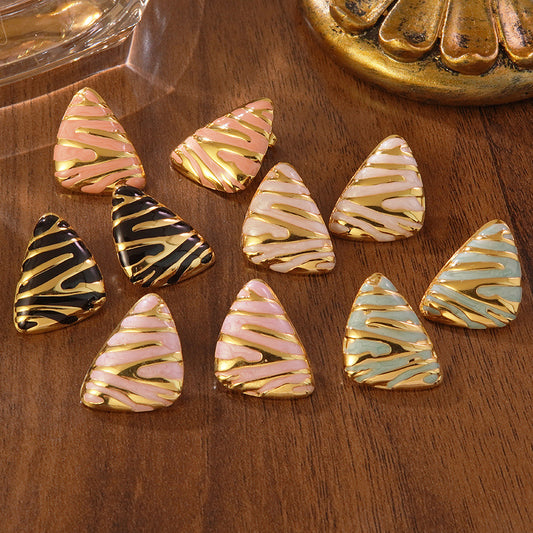 Elegant Drip Oil Triangle Geometric Stainless Steel Stud Earrings