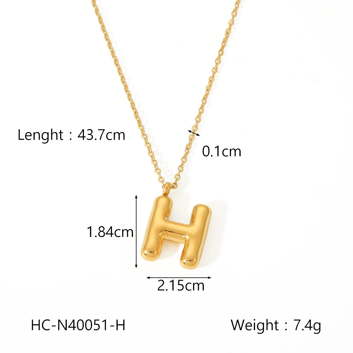 Collana con ciondolo a bolla in acciaio al titanio con finitura galvanica per donna, catena in acciaio inossidabile con ciondolo minimalista alla moda con alfabeto