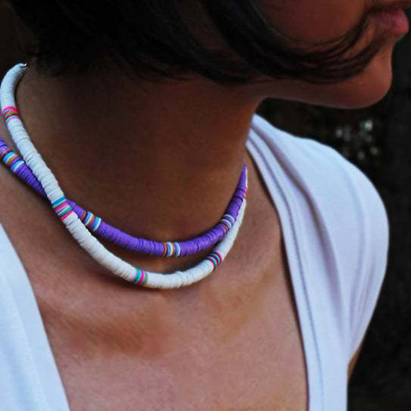 Casual Geometric Resin Beaded Ball Chain Necklace Unisex