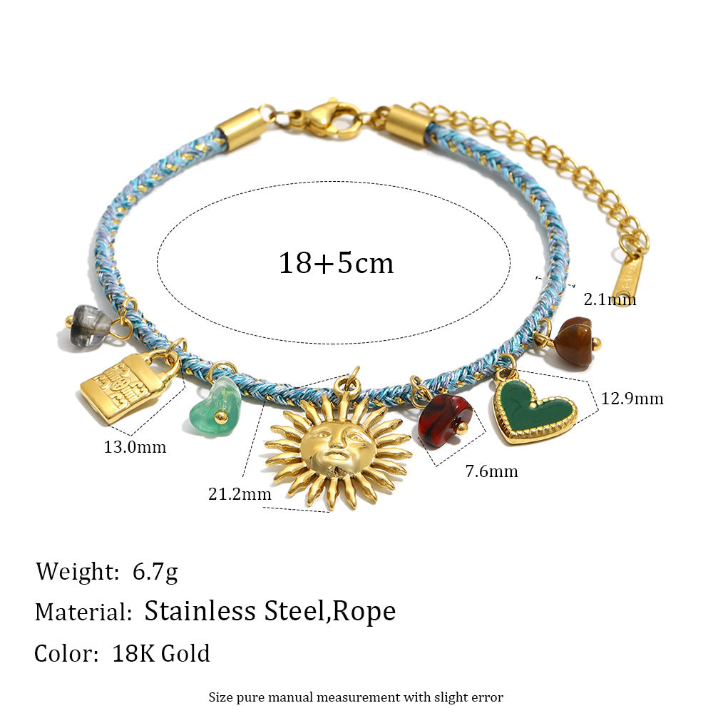 Bohemian Geometric Stainless Steel Gold Plated Pendant Necklace for Women