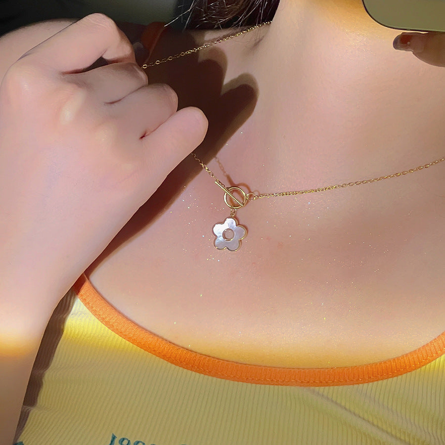 Minimalist Smile Face Pendant Necklace for Women Titanium Steel Plated Locket Chain with Rhinestone Accents