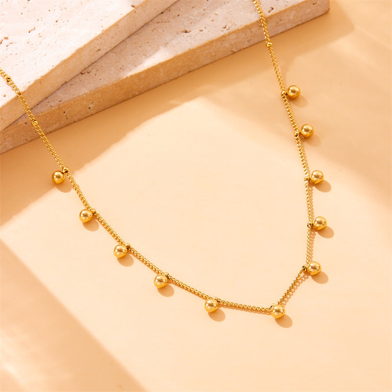 Collar de cadena con colgante de bola de acero inoxidable de lujo minimalista vintage, joyería para mujer