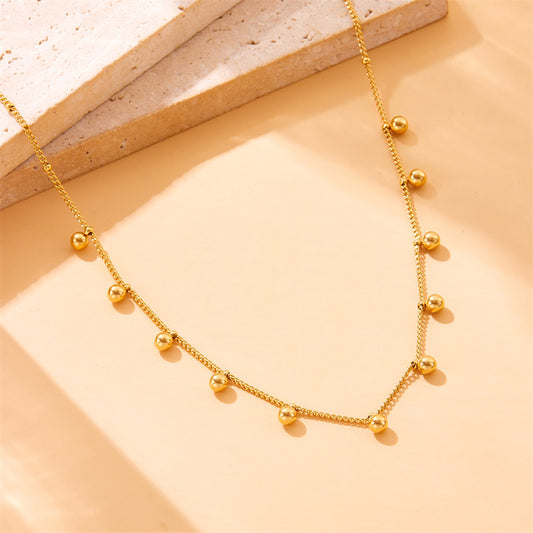 Collana Pendente a Sfera in Acciaio Inossidabile, Stile Minimalista, Lusso Vintage, con Scatola a Catena, Gioielli da Donna