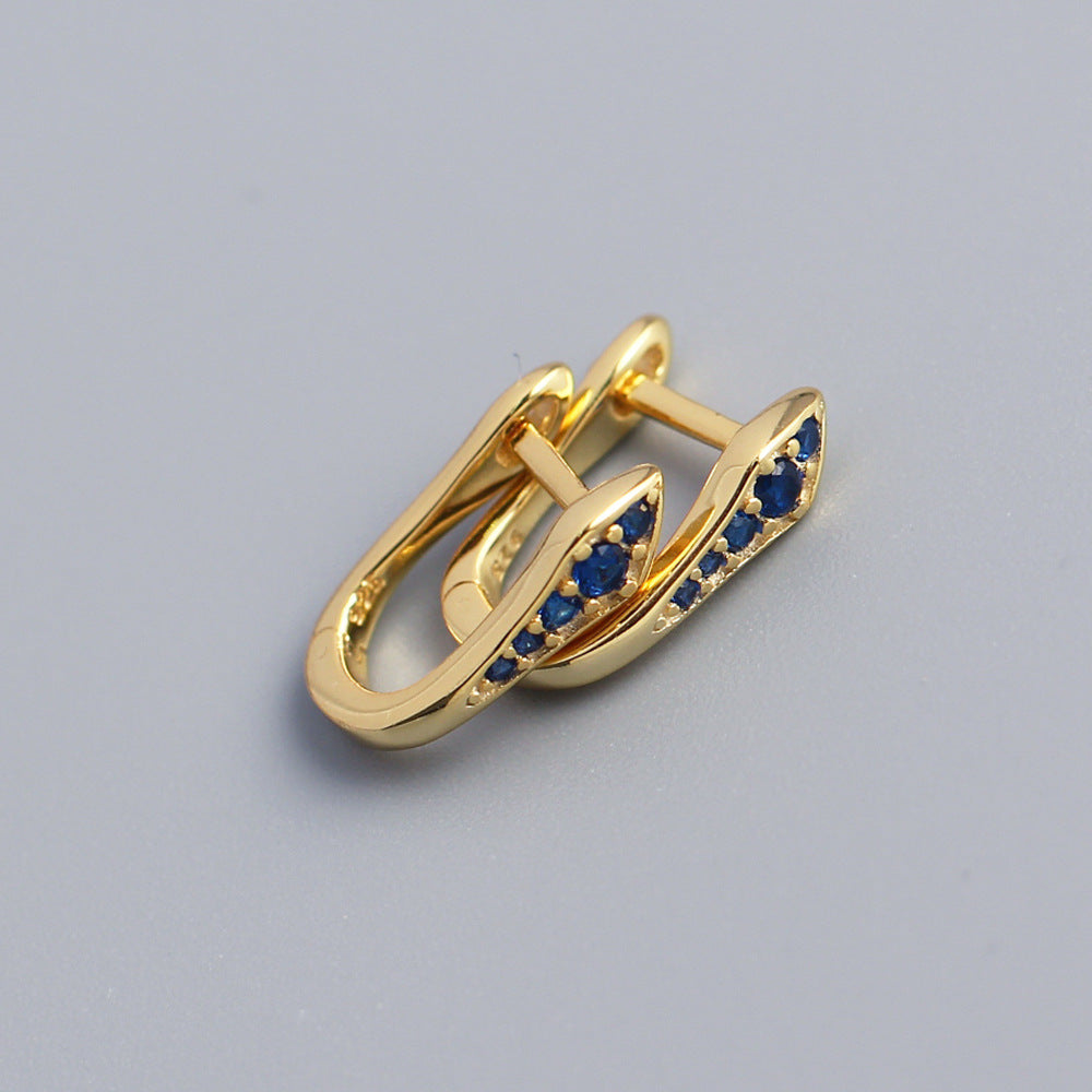 S925 Sterling Silver U-Shape Rhinestone Inlay Ear Cuffs Fashion Casual Minimalist Earrings YHE0293