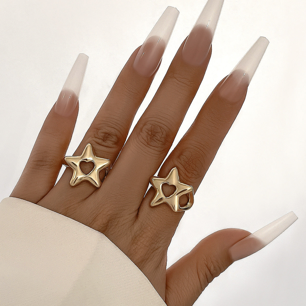 Set di anelli da donna in lega a forma di stella geometrica minimalista con finitura placcata
