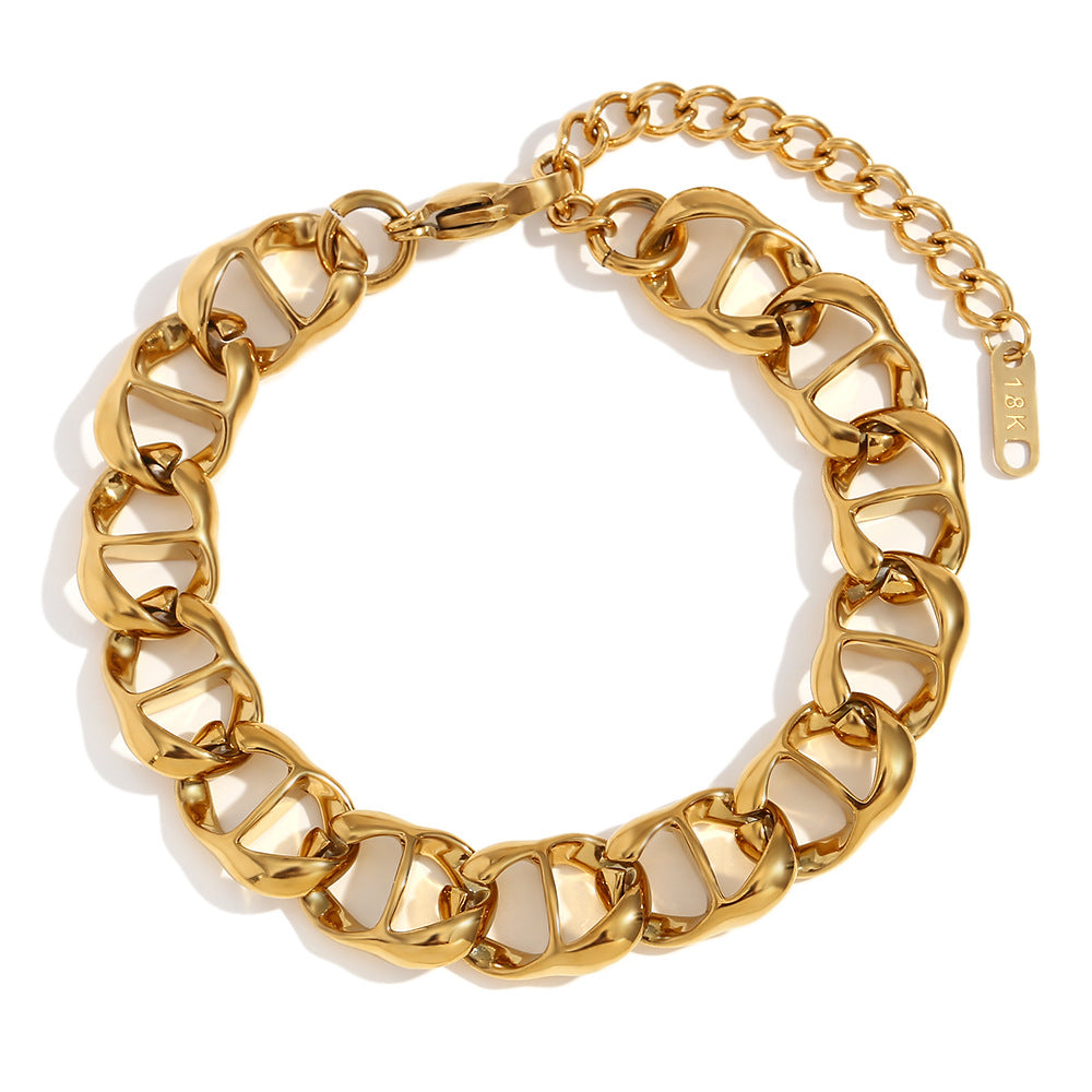 Minimalist Elegant Geometric Stainless Steel Gold Plated Necklace with Titanium Steel Pendant for Women