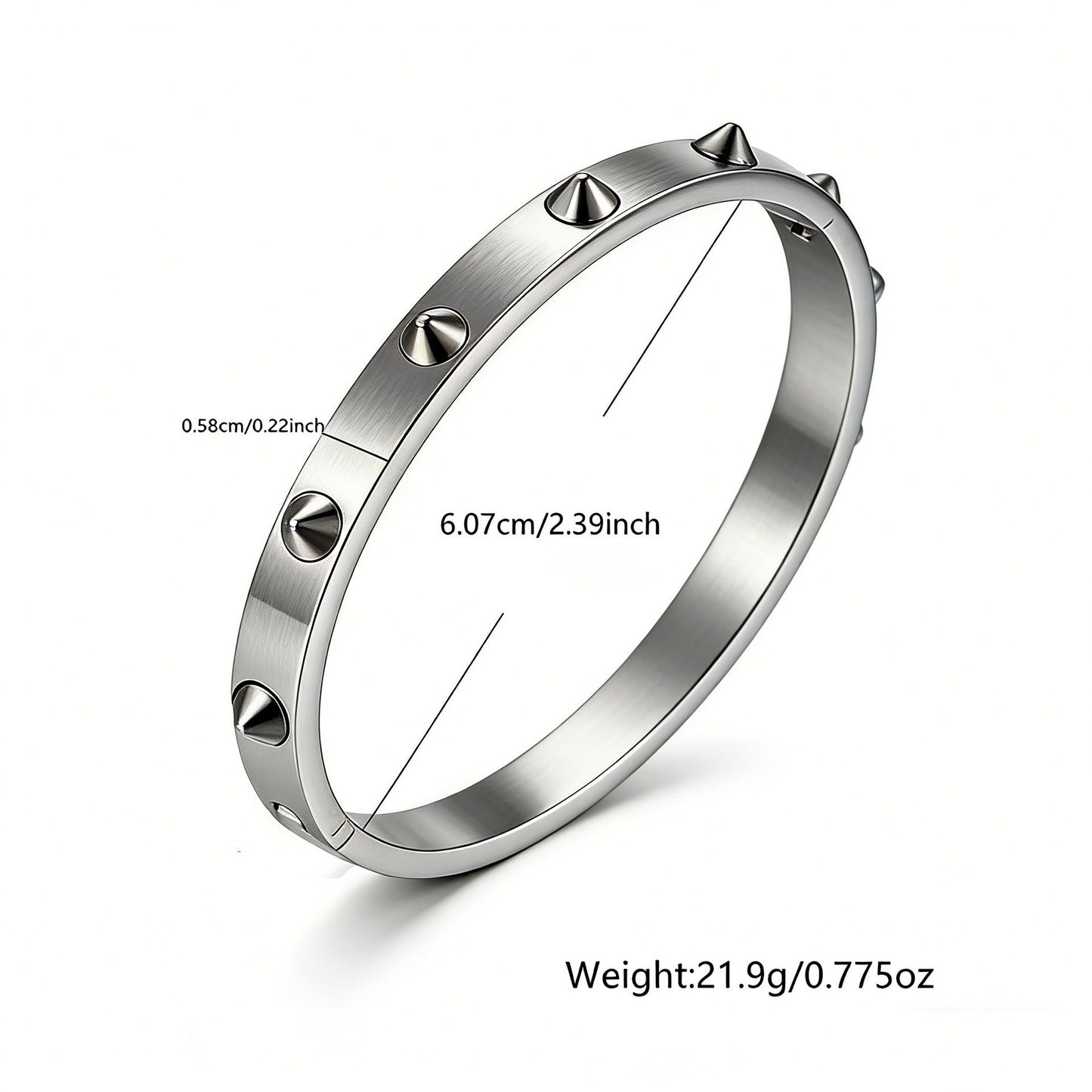 Bracciale Rigido Lusso Geometrico Rotondo in Acciaio Inossidabile, Acciaio al Titanio, Placcato Oro 18K con Rivetti