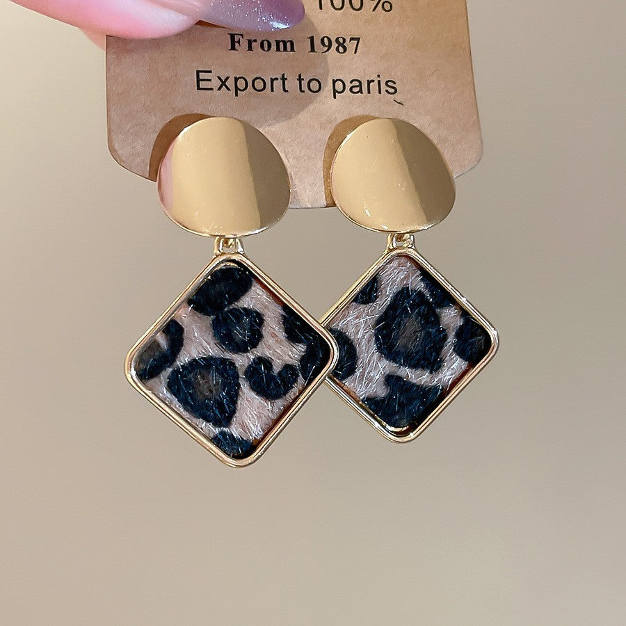 Orecchini pendenti in pelle geometrici minimalisti retrò con perni in argento sterling 925, finitura galvanizzata, da donna