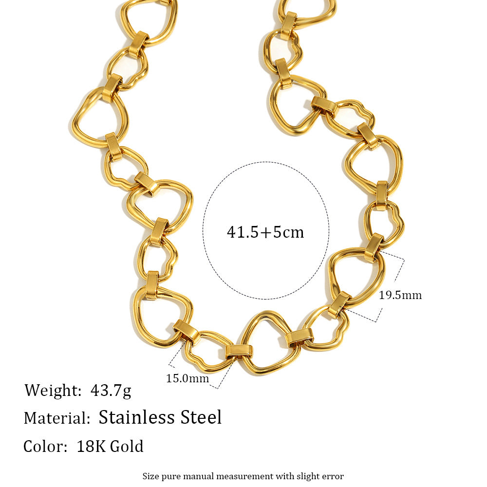 Collana da donna hip hop placcata oro 18 carati in acciaio inossidabile geometrica minimalista