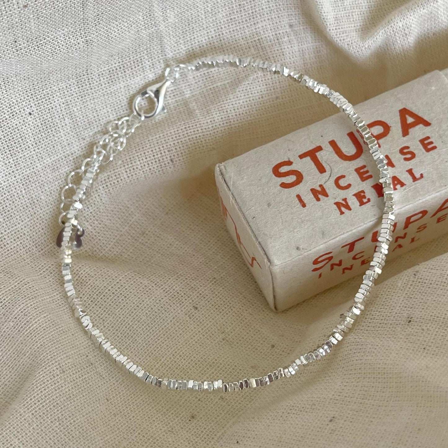 Bracciale Minimalista Geometrico a Quattro Angoli in Argento Sterling Realizzato a Mano con Argento S925