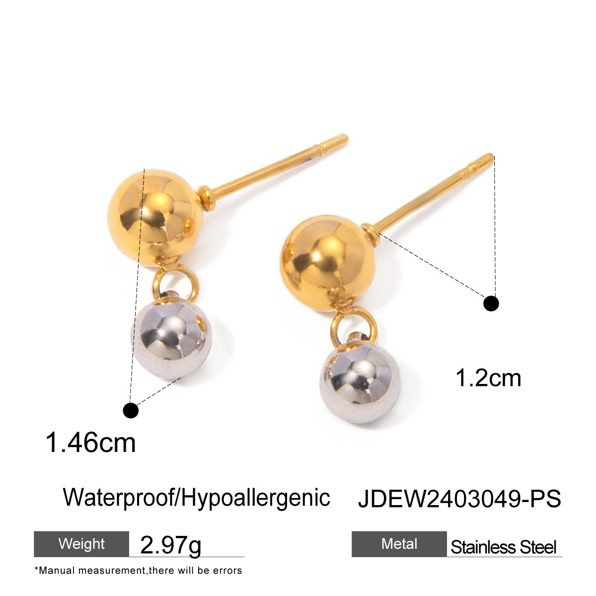 Elegant 18K Gold Plated Geometric Round Stainless Steel Earrings