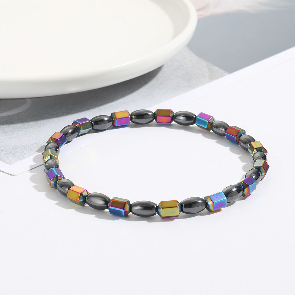 Minimalist Geometric Magnetic Material Beaded Anklet for Women and Couples