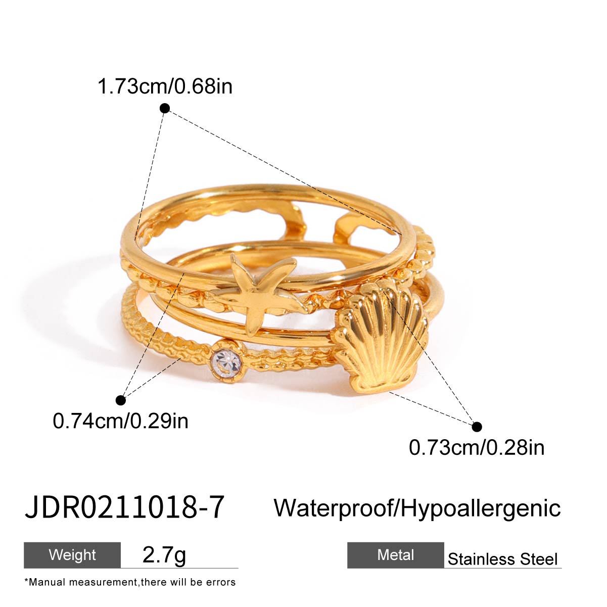 Geometric Floral Plated Stainless Steel Ring for Women