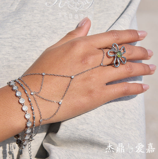 Minimalist Geometric Round Stainless Steel Plated Link Bracelet for Women