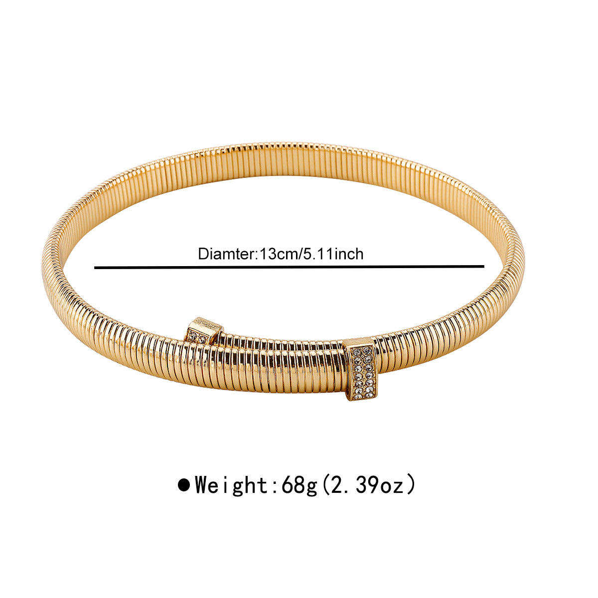 Parure collana girocollo e bracciale da donna con catena a serpente geometrica minimalista, base in ferro e intarsio di strass