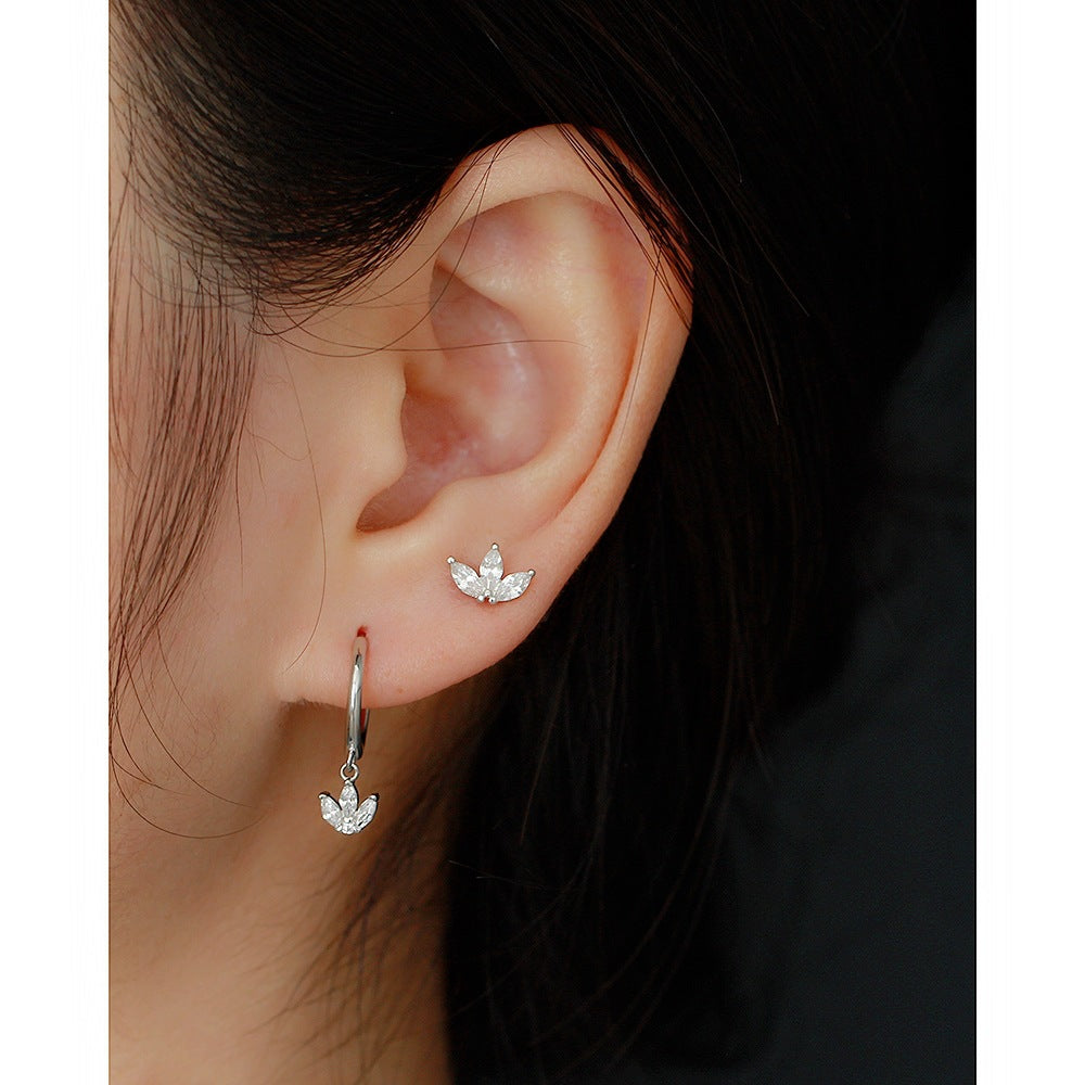 Sweet Elegant Floral 925 Sterling Silver Earrings