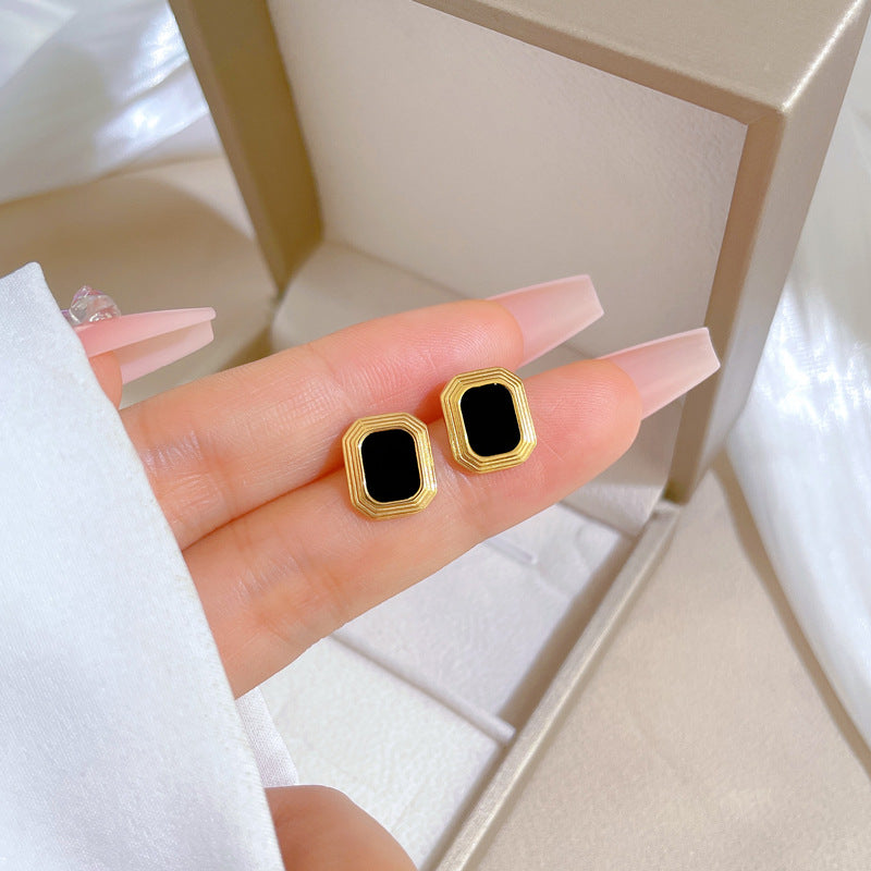 Minimalist Geometric Titanium Steel Ear Studs for Women