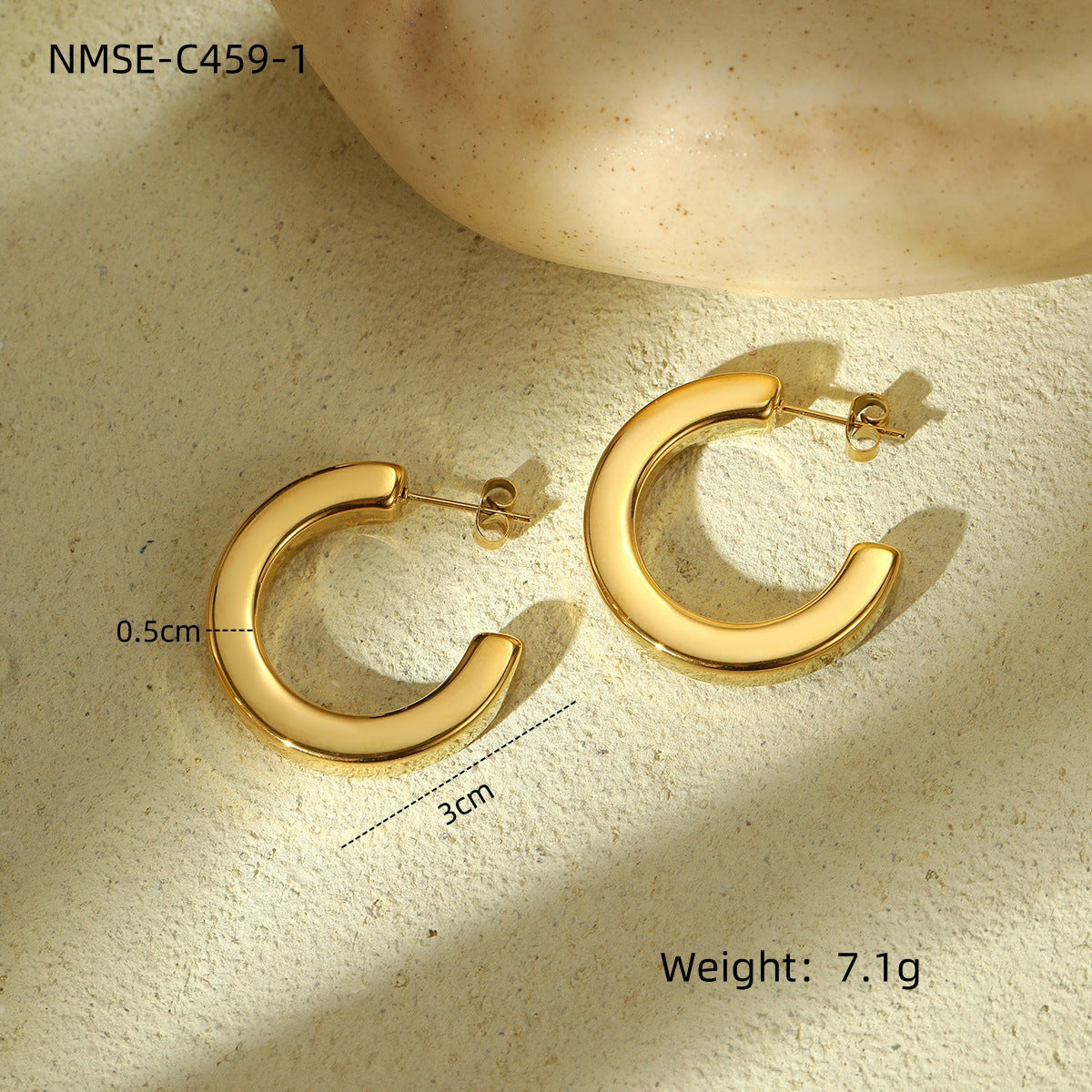 Orecchini geometrici a triangolo in acciaio inossidabile con placcatura in oro 18 carati da donna