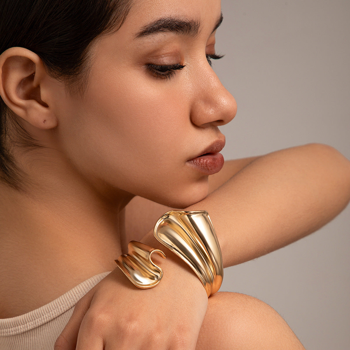 Minimalist Geometric Zinc Alloy Plated Open Cuff Bracelet