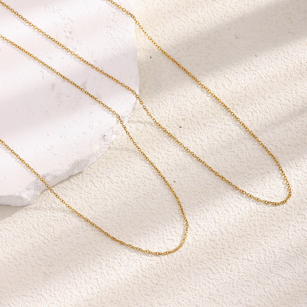 Minimalist Geometric Stainless Steel Plated 18K Gold O-Chain Necklace for Women