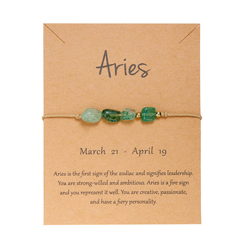 Pulsera de cuerda con cuentas de piedra natural para mujer, con elementos de constelación del zodiaco