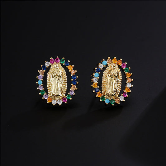 Minimalist Geometric 18K Gold Plated Brass Micro Inlay Cubic Zirconia Earrings for Women