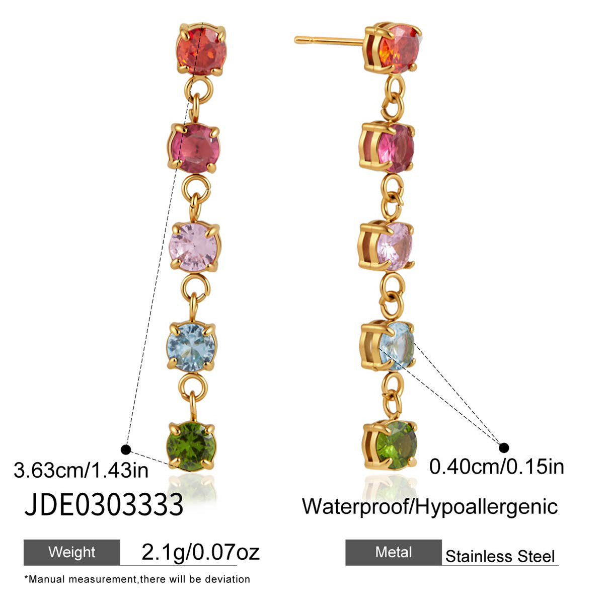 Elegant Geometric Stainless Steel Plated Cubic Zirconia Tassel Earrings for Women
