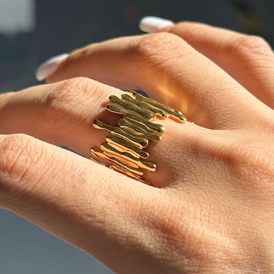 Minimalist Geometric Stainless Steel Open Ring with Plated Finish for Unisex Hand Jewelry