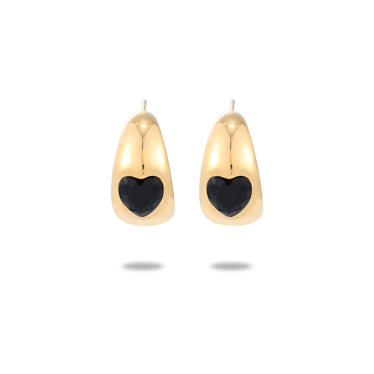 Orecchini a cerchio a forma di cuore in acciaio inossidabile placcato oro 18K con zirconi, stile vintage, da donna