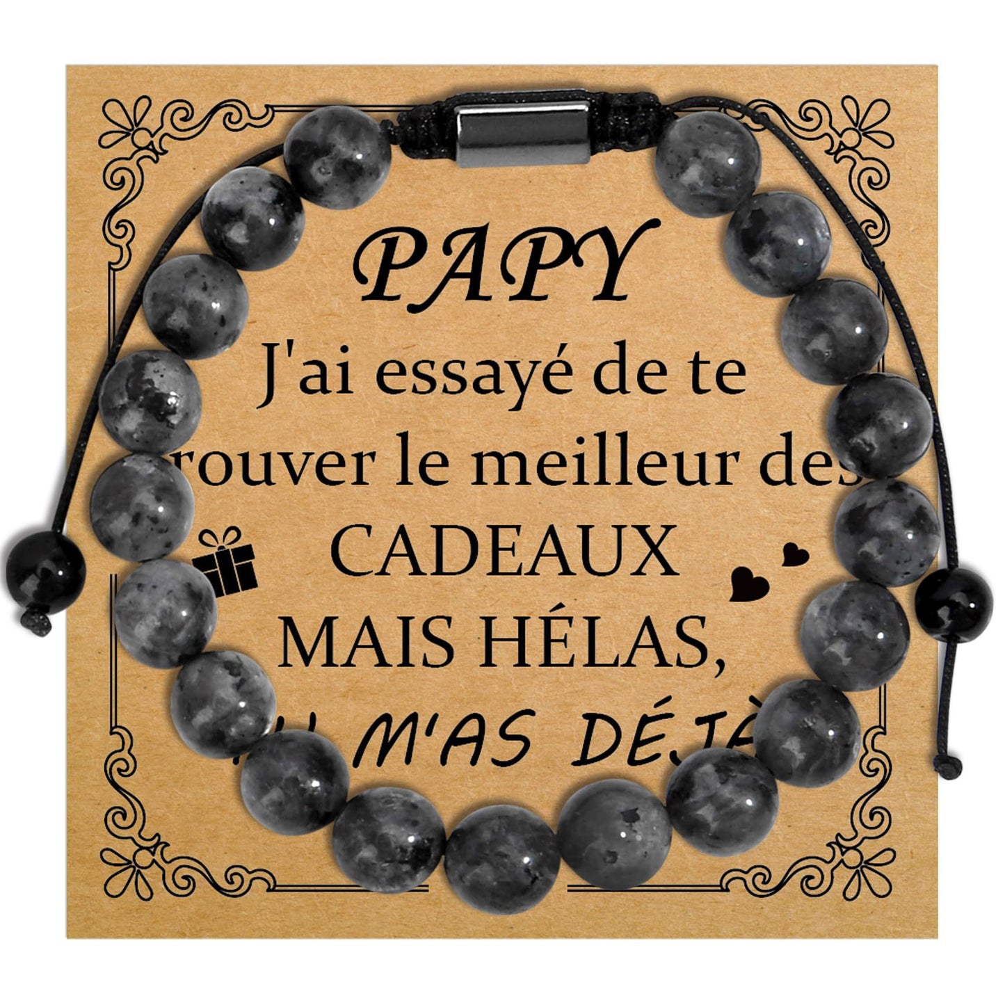 Unisex Heart Natural Stone Beaded Bracelet