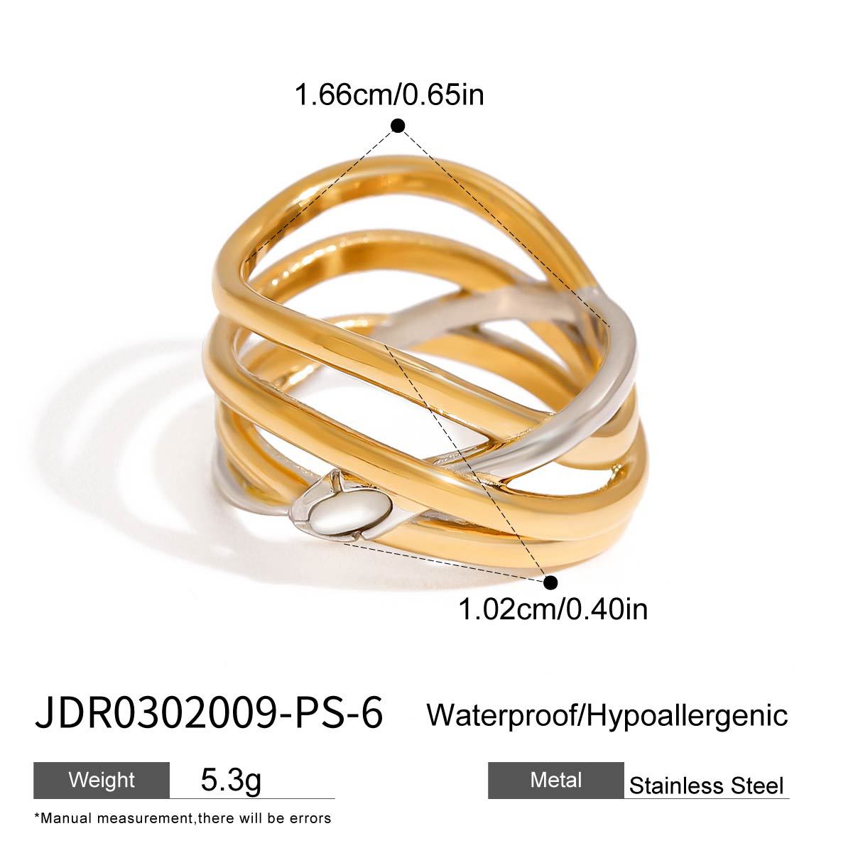 Geometric Stainless Steel Plated Ring for Women with Luxe Minimalist Appeal