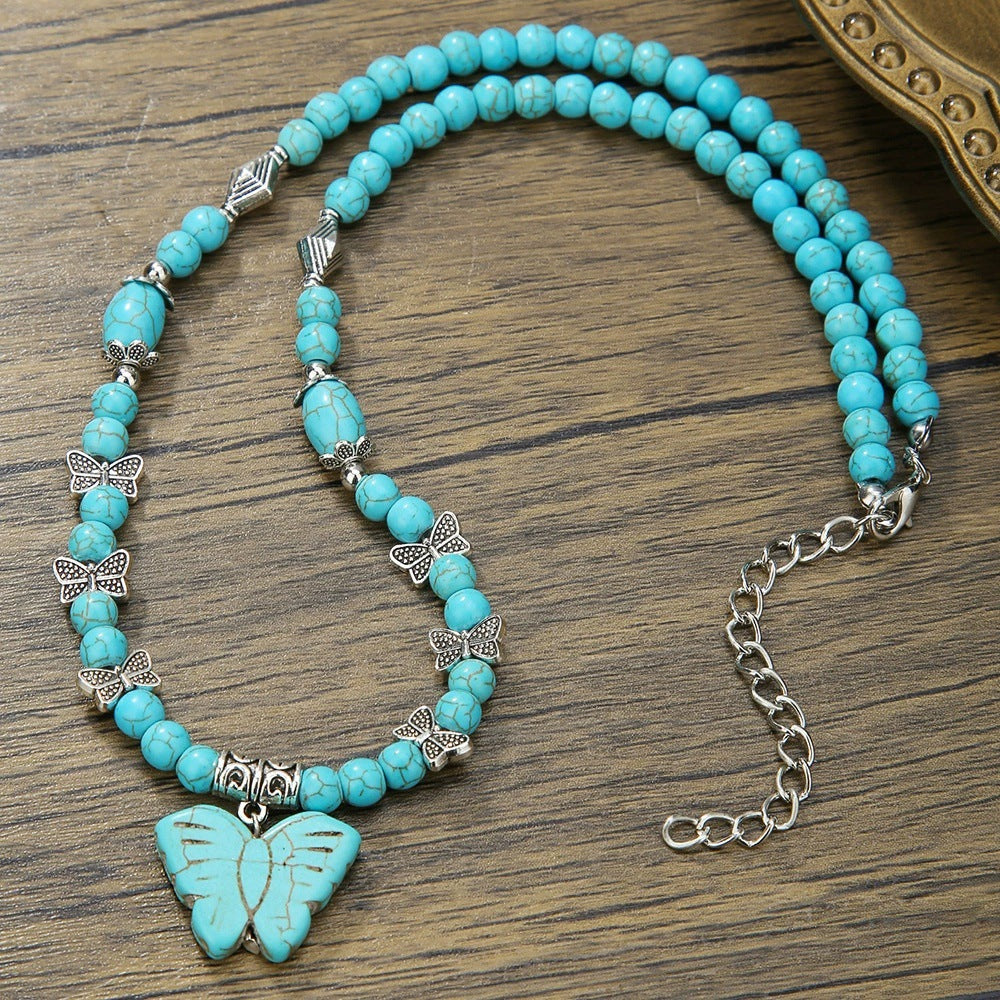Hip-hop Punk Geometric Round Matte Stainless Steel Beaded Necklace with Alloy and Agate Pendant