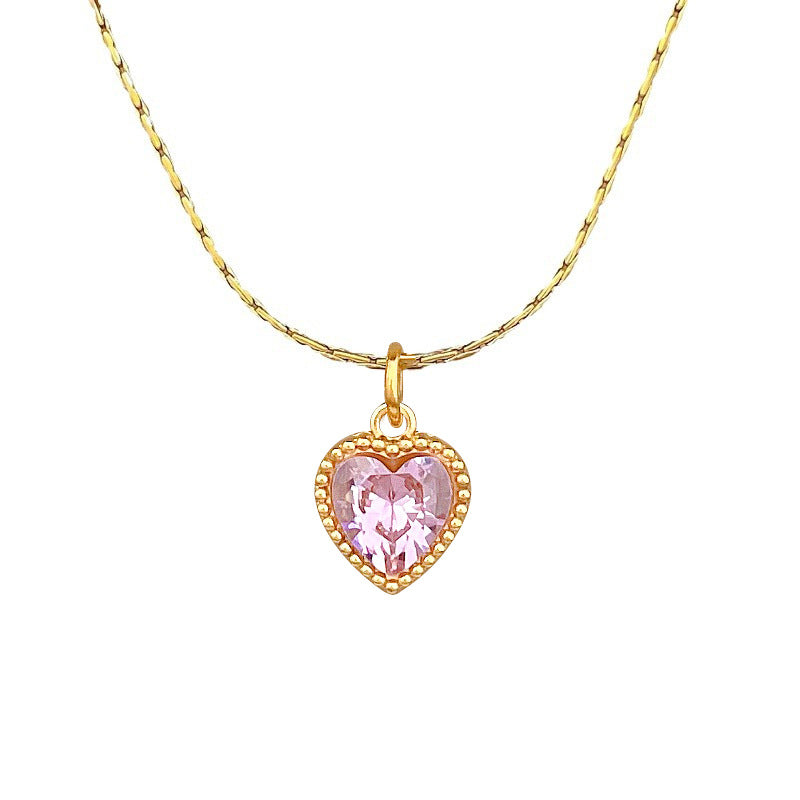 Collar Minimalista de Acero de Titanio Chapado en Oro con Diseño de Corazón, Cadena Irregular para Mujer y Hombre