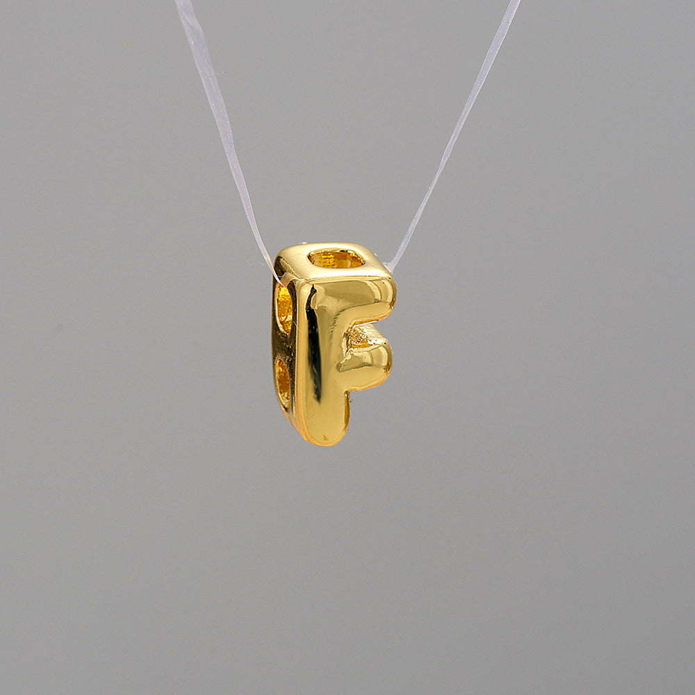 Gold Plated Brass Letter Pendant Stainless Steel Box Chain Necklace Charm Bar